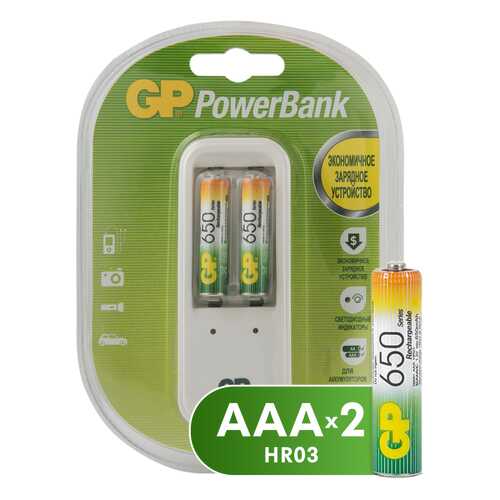 Зарядное устройство + аккумуляторы GP GPPB410GS65-2CR3 AAA 2 шт. 650 mAh в ТехноПоинт